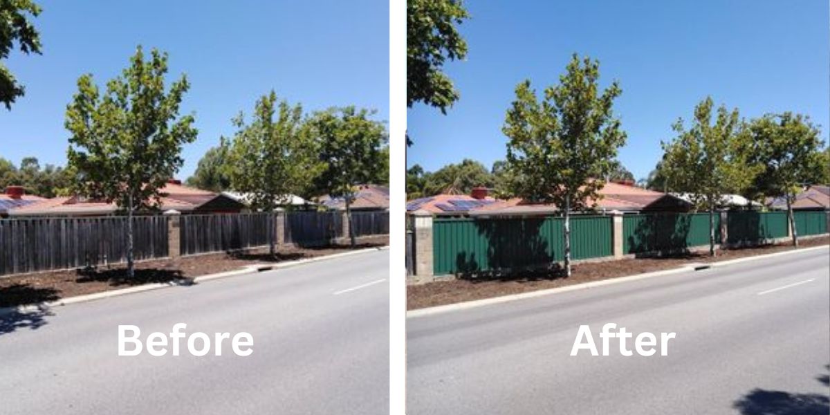 before and after replacing timber infills with colorbond near Baldivis